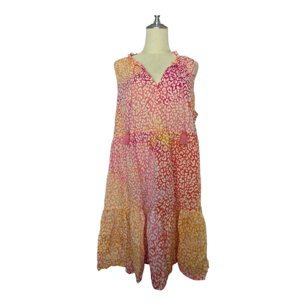 J Crew Factory Swim Coverup Leopard Print Pink‎ Orange Lightweight Cotton XXL